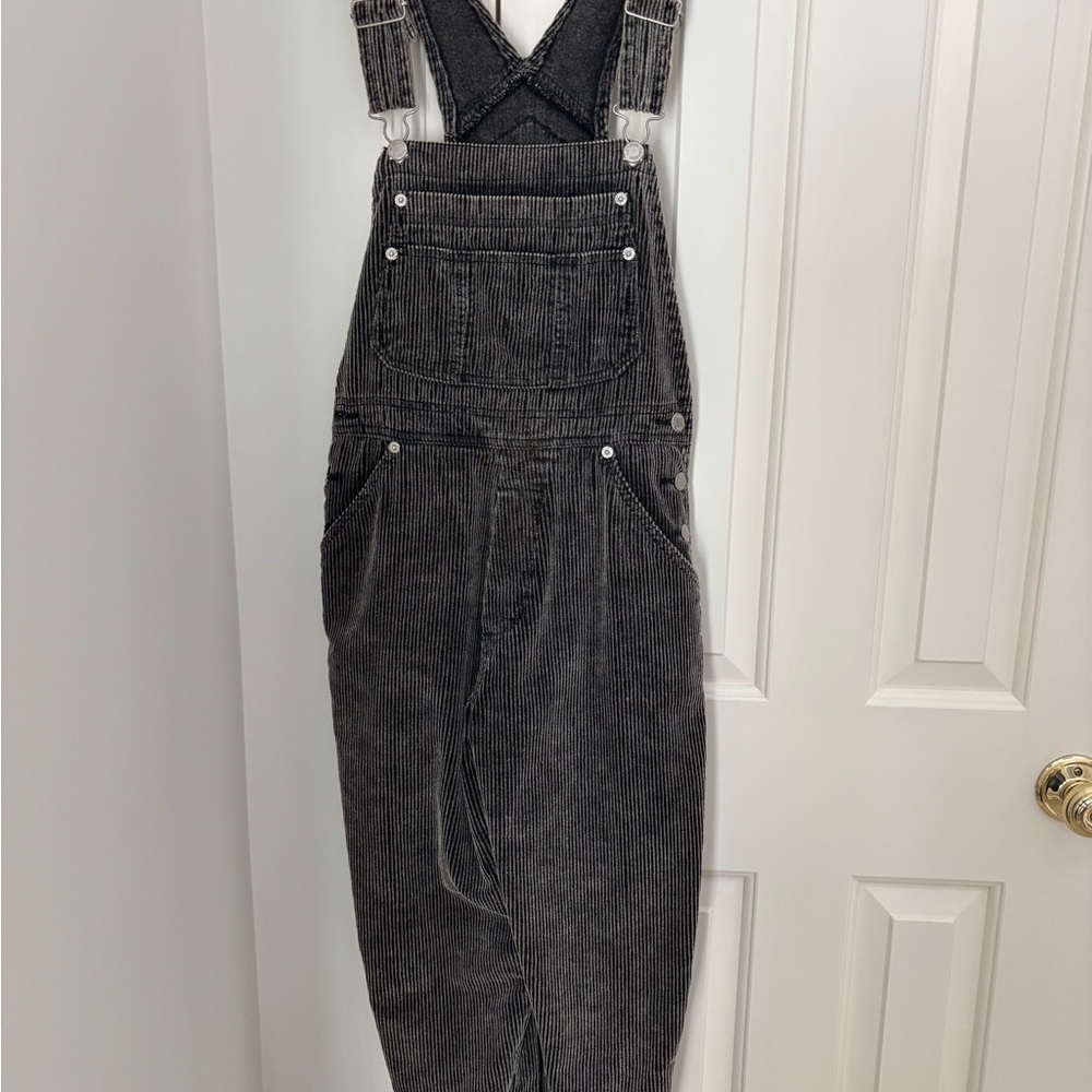 LONDONJEAN Women's Charcoal Corduroy Overalls